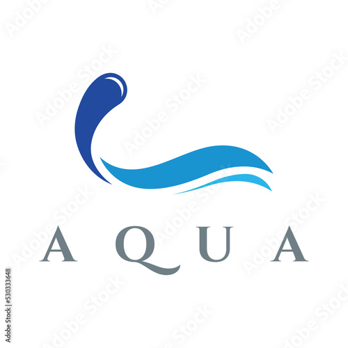 Natural blue pure aqua water Logotype design.Aqua abstract design with outline.Drinking or mineral water sign icon.