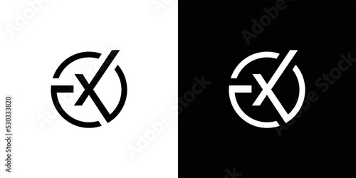 Modern and unique EX initial circle logo design abstract
