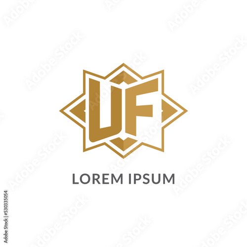 Initial letter UF logo monogram with eight point star style design ideas
