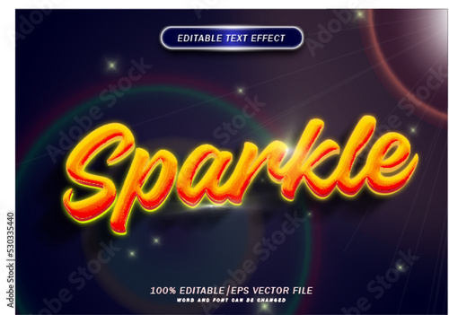 Sparkle 3d text style effect editable. neon light font style