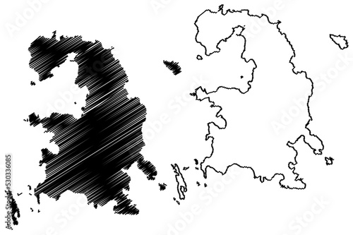 Chichijima island (Japan, East Asia, Japanese archipelago, Ogasawara Islands) map vector illustration, scribble sketch Peel map