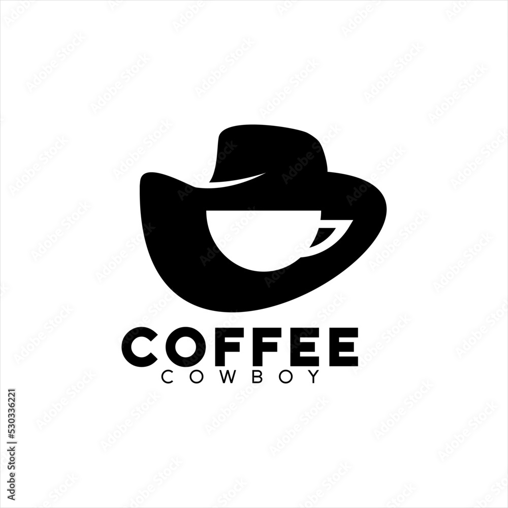 Coffee cafe design logo vector with cowboy hat concept. Coffee cafe design logo vector with cowboy hat concept.