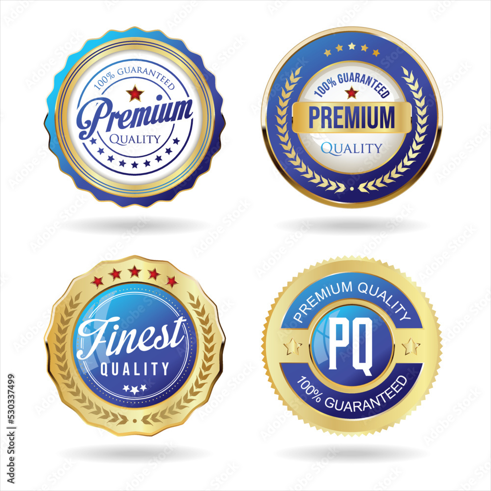 Collection of golden badge and labels high quality vector illustration 