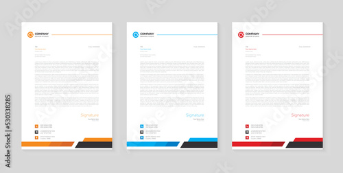 Modern Creative & Clean business style letterhead bundle of your corporate project design. set to print with vector & illustration. corporate letterhead bundle. photo