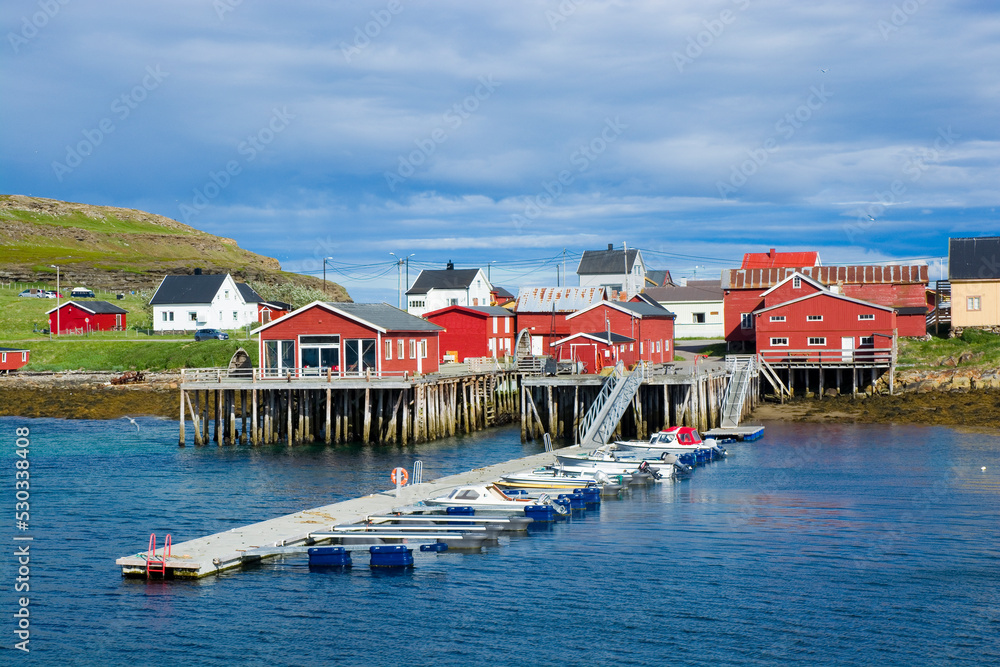 View of the fishing village Ekkeroy, Norway