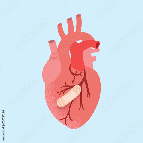 Cartoon vector flat image of human heart. Image for advertising and web materials of the cardiology clinic