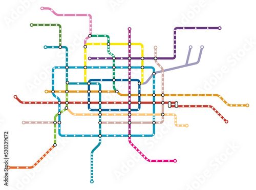 Layered editable vector illustration of the subway diagram of Beijing City,China.