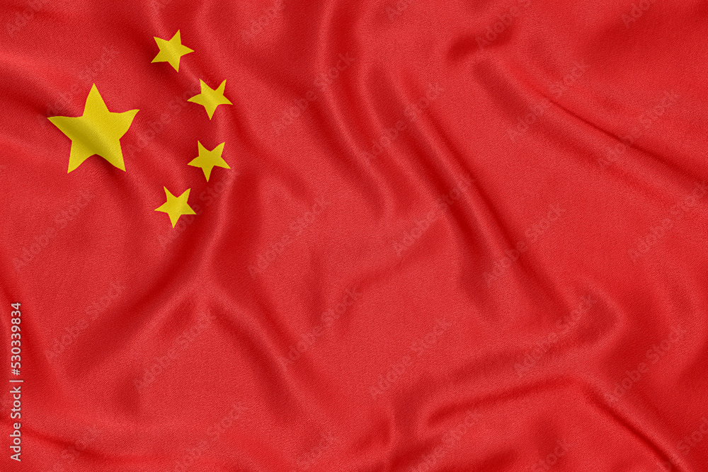 China waving flag silk. National official China flag. China waving flag silk. National official China flag.