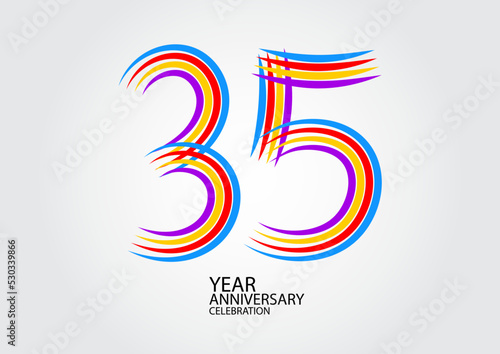 35 years anniversary celebration logotype colorful line vector, 35th birthday logo, 35 number design, Banner template, logo number elements for invitation card, poster, t-shirt.
