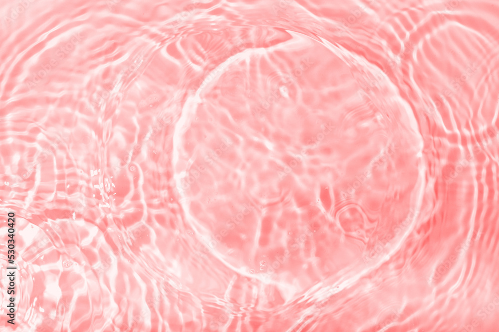 Water panoramic banner background. Water texture, water surface with rings and ripple. Spa concept background. Flat lay, top view, copy space, composition