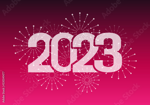 Feliz año nuevo 2023. Portada de 2023. Ilustración vectorial, estilo rosa