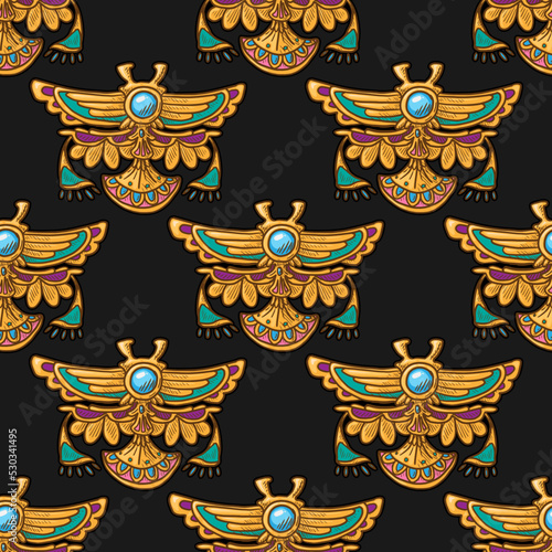 Abstract egyptian motifs decoration vector seamless pattern