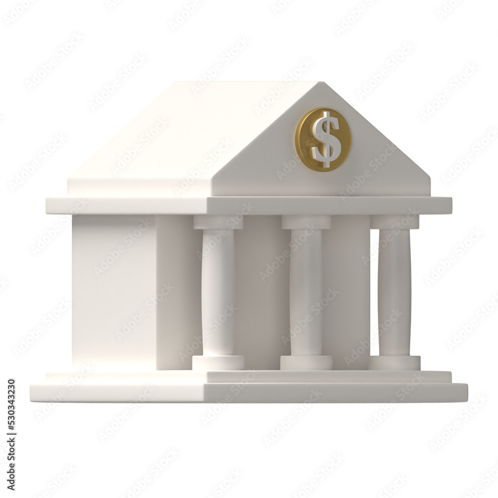 Business concept. Bank building isolated on the white. 3d illustration Business concept. Bank building isolated on the white. 3d illustration