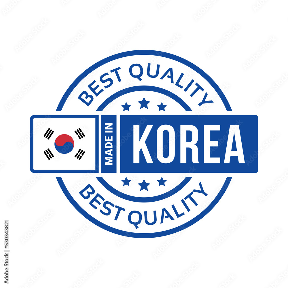 made in Korea with flag. for logo design, seal, tag, badge, sticker, emblem, symbol, product