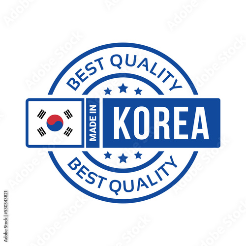 made in Korea with flag. for logo design, seal, tag, badge, sticker, emblem, symbol, product package, etc