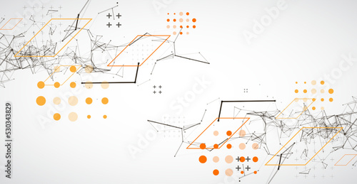 Abstract background on technological and scientific topics. Plexus effect with various techno details with a place under the text. Vector format.