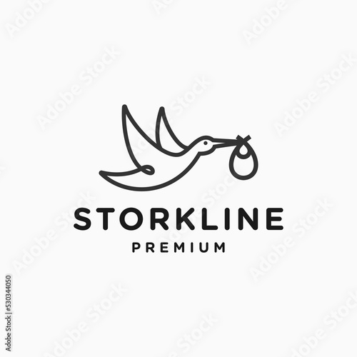 stork logo design icon vector illustration