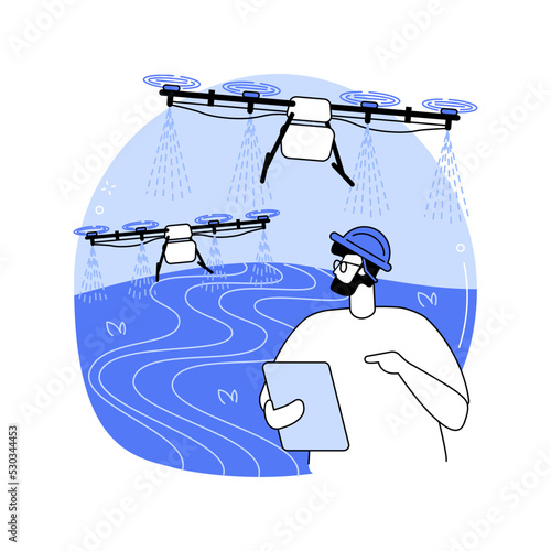 Spraying drone isolated cartoon vector illustrations.