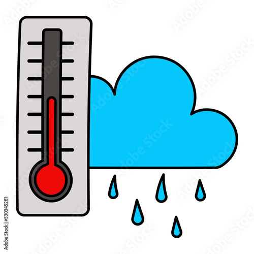 Water or Flood Level Vector Icon Design, Autumn or Fall activities Symbol, Dry weather Sign, Temperate climates Elements Stock illustration, Rain Cloud and Gauge Concept, 