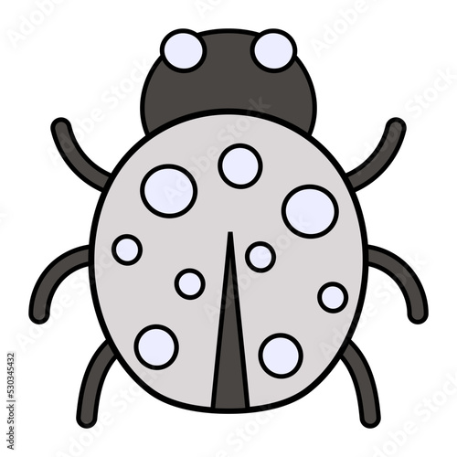 Silver Marybeetle Vector Icon Design, Autumn or Fall activities Symbol, Dry weather Sign, Temperate climates Elements Stock illustration, Grey Ladybird Beetle Concept