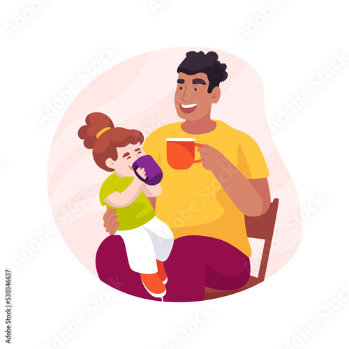 Learn drinking from a cup isolated cartoon vector illustration.