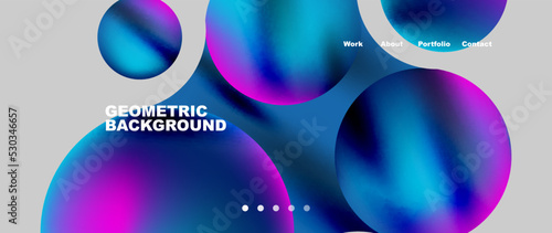 Flowing gradient colors and round elements and circles. Vector illustration for wallpaper, banner, background, leaflet, catalog, cover, flyer