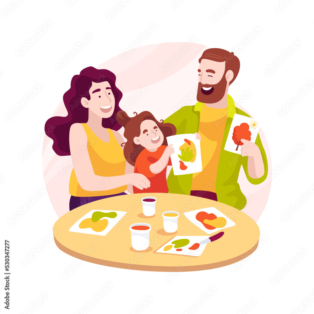 Drawing with parents isolated cartoon vector illustration. Drawing with parents isolated cartoon vector illustration.