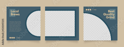 social media template banner blog coffee sale promotion. fully editable instagram and facebook square post frame puzzle organic sale poster. drink and beverage vector background