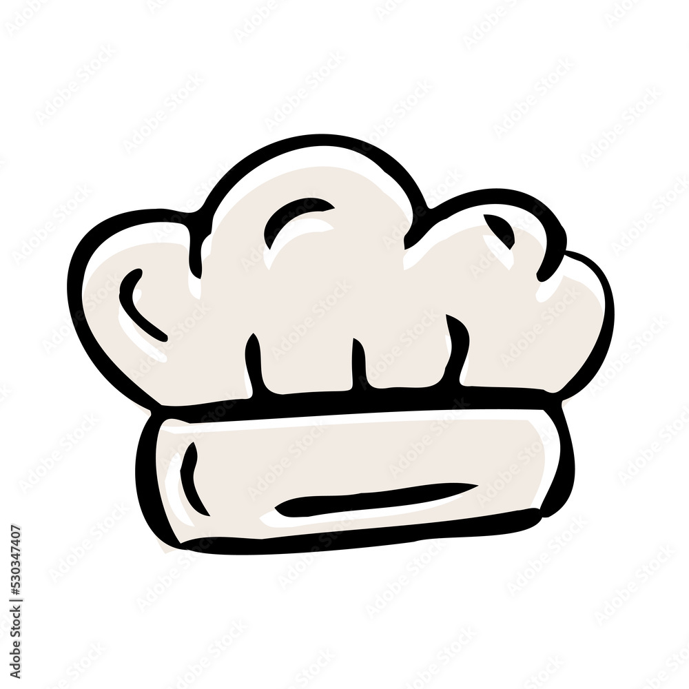 Chef hat doodle icon, white uniform caps for kitchen staff Chef hat doodle icon, white uniform caps for kitchen staff