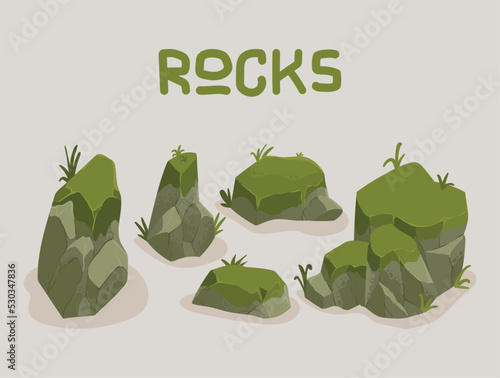 icons rocks and grass
