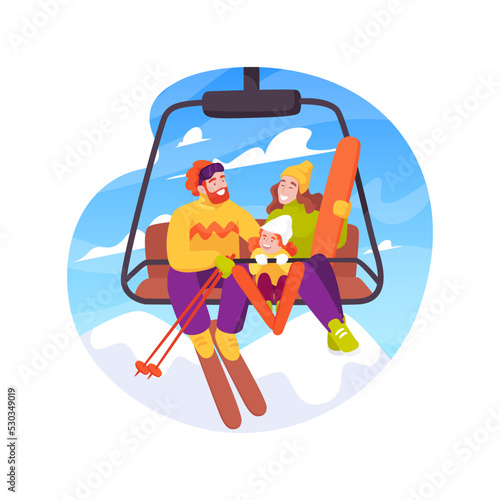 Ski lift isolated cartoon vector illustration.