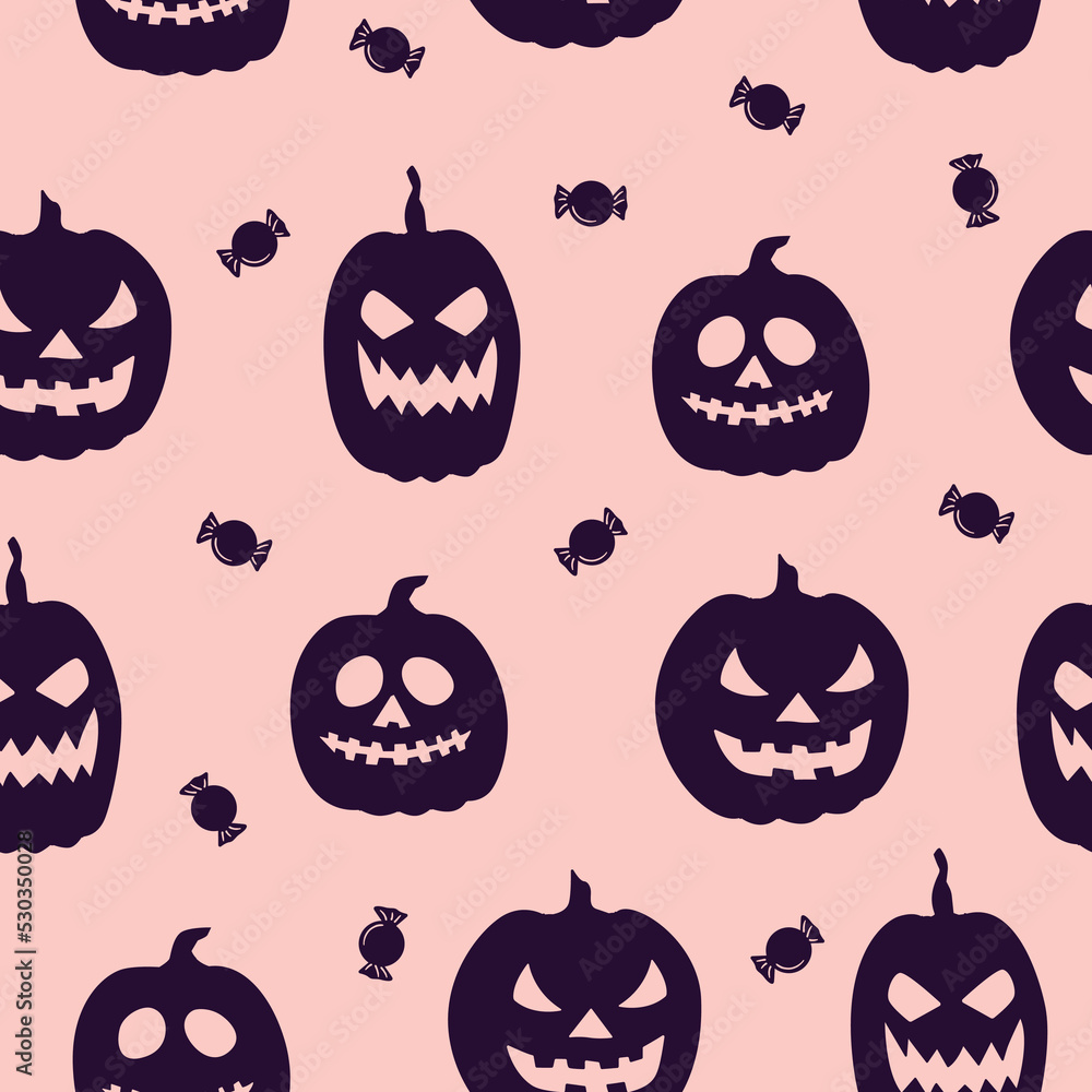 Pumpkin and candy halloween seamless pattern Pumpkin and candy halloween seamless pattern
