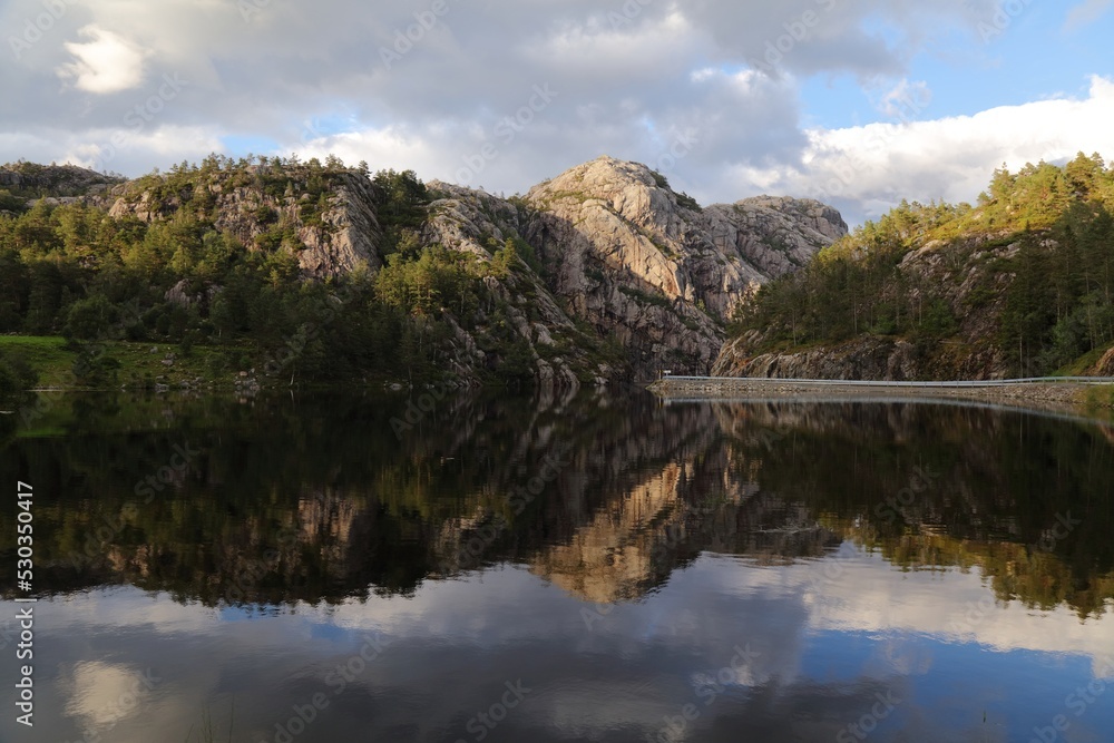 Langevatnet lake in Agder. Norway nature.