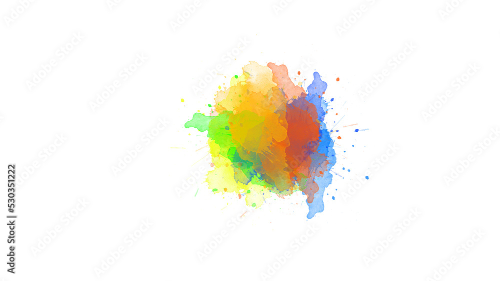 Fototapeta premium watercolor paint brush stroke. ink splash transition. Abstract inkblot, splat, fluid art, overlay, alpha matte composition, spread on a white paper background. ink transition splatter blot spreading. 