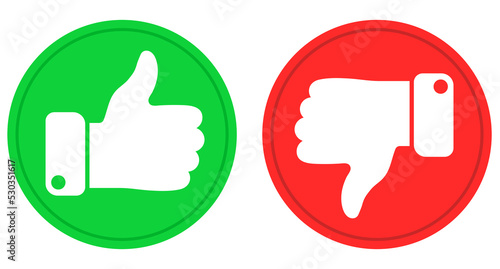Flat Green Thumbs Up and Red Thumbs Down Hands icon