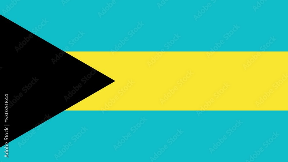 Flag of the Commonwealth of the Bahamas moving sideways, slow motion, close-up.
Flag of the Commonwealth of the Bahamas moving sideways, slow motion, close-up.