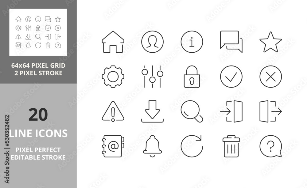 user interface icons 64px and 256px editable vector set 1/4 - obrazy, fototapety, plakaty 
