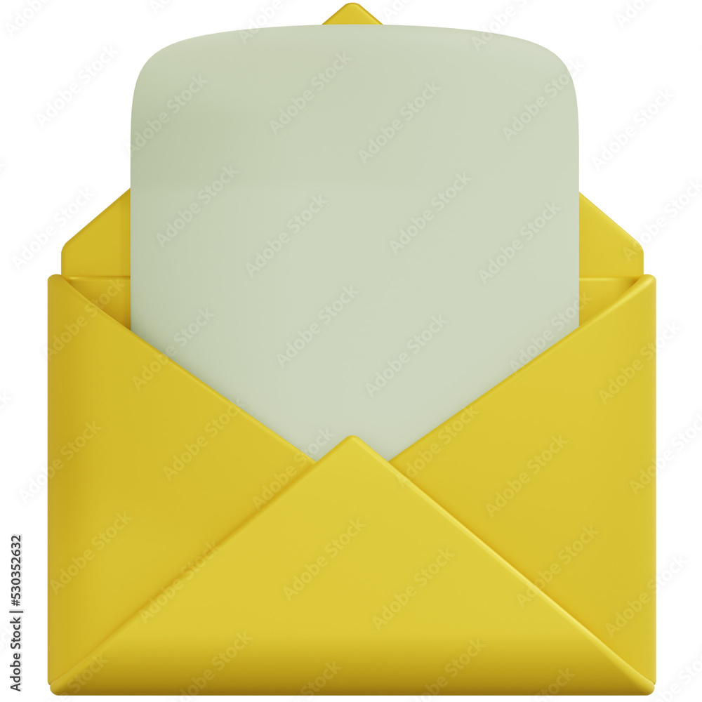 3D Rendering of Opened Message Icon 3D Rendering of Opened Message Icon