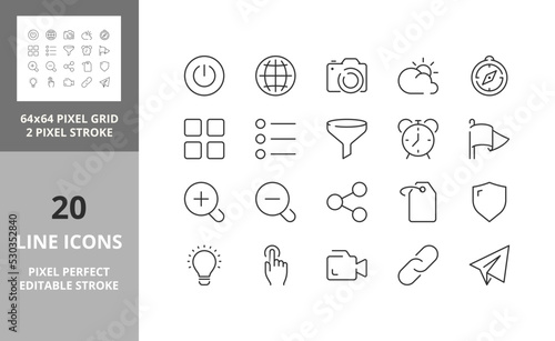 user interface icons 64px and 256px editable vector set 3/4