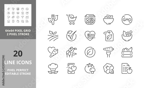 healthy food icons 64px and 256px editable vector set
