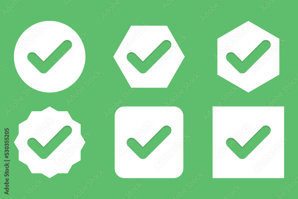 Check marks Icon Set, Tick marks, Accepted, Approved, Yes, Correct, Ok, Right Choices, Task Completion, Voting. - vector mark symbols in green. Check marks Icon Set, Tick marks, Accepted, Approved, Yes, Correct, Ok, Right Choices, Task Completion, Voting. - vector mark symbols in green.