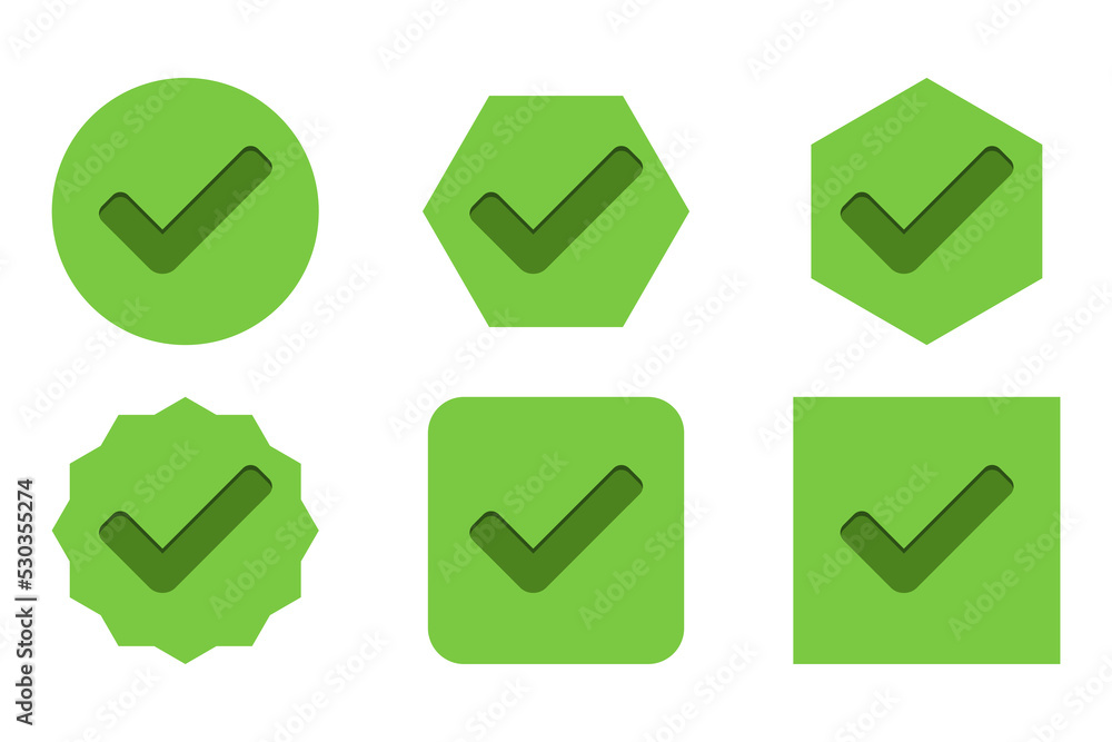 Check marks Icon Set, Tick marks, Accepted, Approved, Yes, Correct, Ok, Right Choices, Task Completion, Voting. - vector mark symbols in green. Check marks Icon Set, Tick marks, Accepted, Approved, Yes, Correct, Ok, Right Choices, Task Completion, Voting. - vector mark symbols in green.