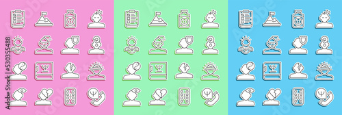 Set line Online psychological counseling, Concussion, headache, Human with question mark, Antidepressants, Psychology, Psychological test and icon. Vector