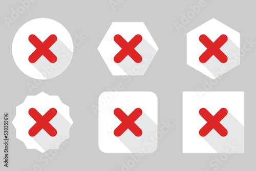 Wrong marks Icon Set, Cross marks, Rejected, Disapproved, No, False, Not Ok, Wrong Choices, Task Completion, Voting. - vector mark symbols in red.
