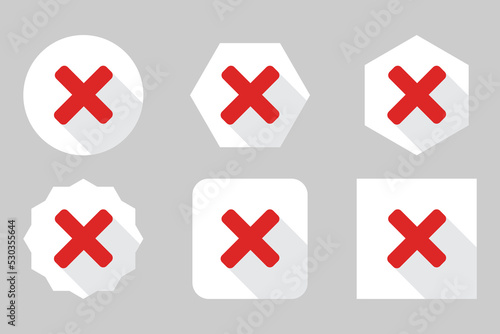 Wrong marks Icon Set, Cross marks, Rejected, Disapproved, No, False, Not Ok, Wrong Choices, Task Completion, Voting. - vector mark symbols in red.