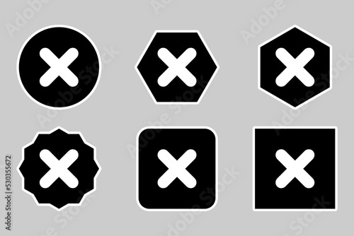 Wrong marks Icon Set, Cross marks, Rejected, Disapproved, No, False, Not Ok, Wrong Choices, Task Completion, Voting. - vector mark symbols. White outline design.