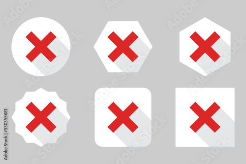 Wrong marks Icon Set, Cross marks, Rejected, Disapproved, No, False, Not Ok, Wrong Choices, Task Completion, Voting. - vector mark symbols in red.