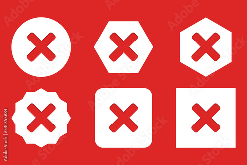 Wrong marks Icon Set, Cross marks, Rejected, Disapproved, No, False, Not Ok, Wrong Choices, Task Completion, Voting. - vector mark symbols in red.