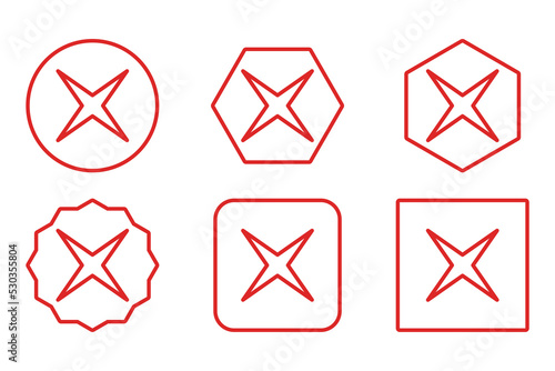 Wrong marks Icon Set, Cross marks, Rejected, Disapproved, No, False, Not Ok, Wrong Choices, Task Completion, Voting. - vector mark symbols in red.