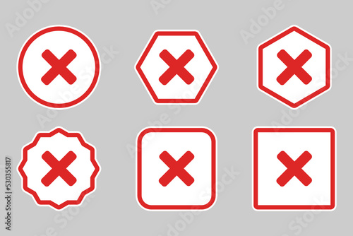 Wrong marks Icon Set, Cross marks, Rejected, Disapproved, No, False, Not Ok, Wrong Choices, Task Completion, Voting. - vector mark symbols in red.